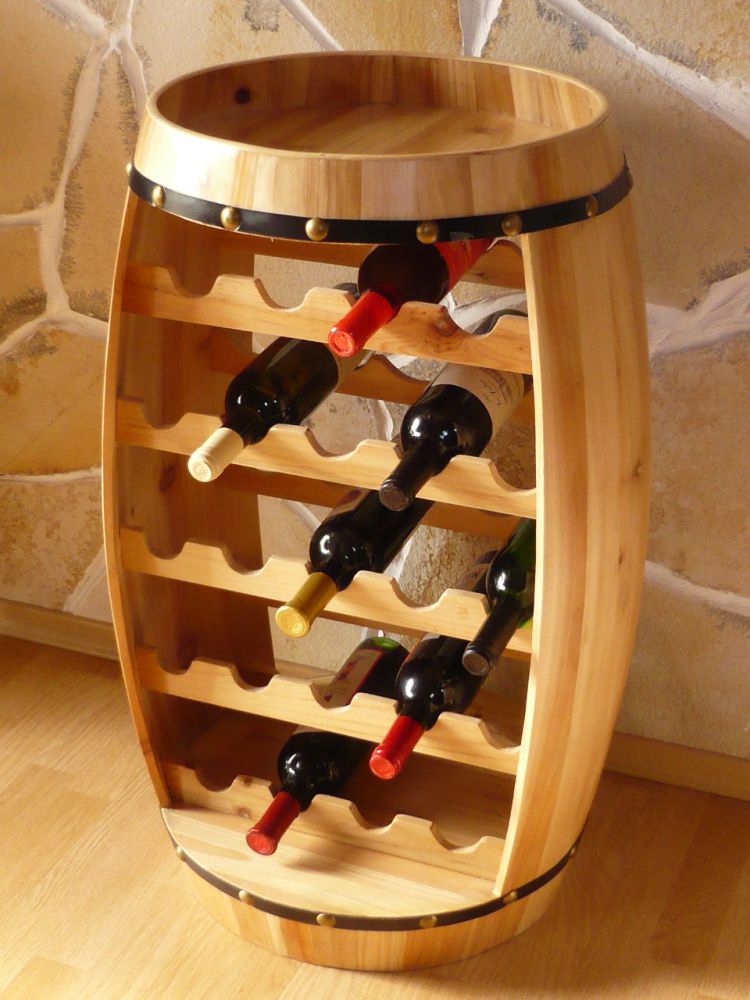 DanDiBo wine rack wood standing wine barrel 0370 barrel 80 cm bottle rack bottle stand bottle holder nature bar wine bar