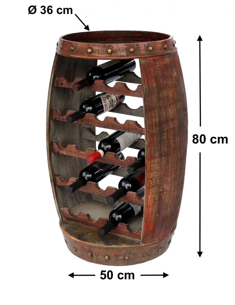 DanDiBo wine rack wood standing wine barrel 0370-R barrel 80 cm bottle rack bottle stand bottle holder brown bar wine bar