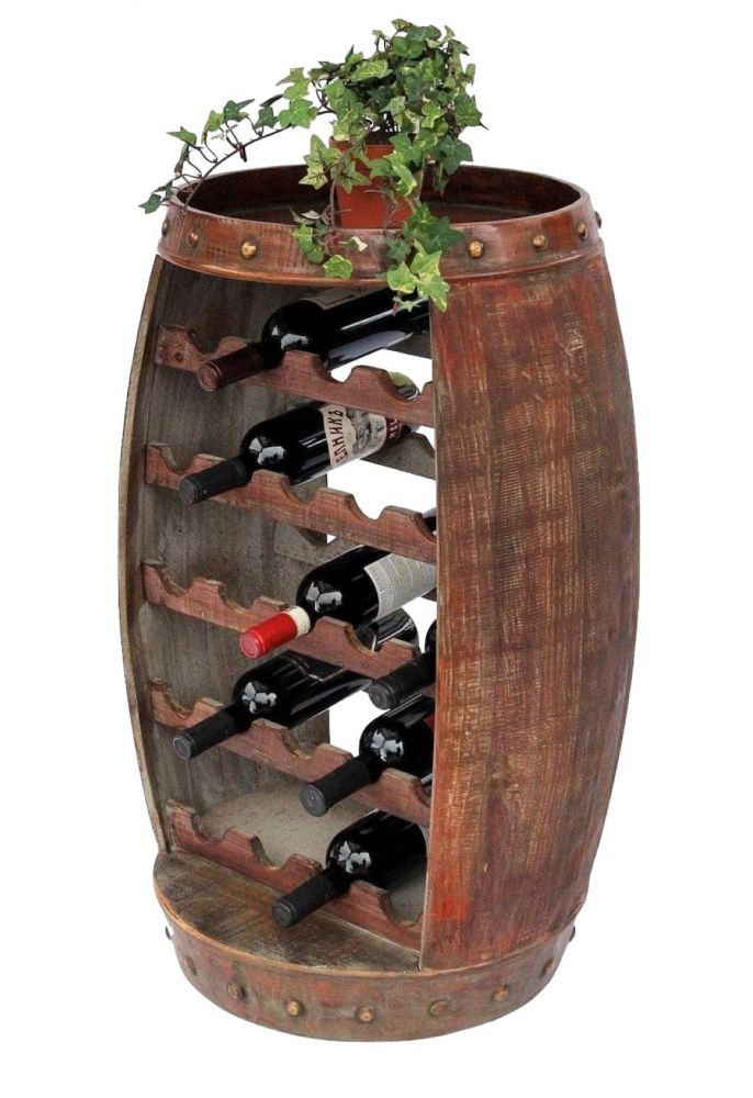 DanDiBo wine rack wood standing wine barrel 0370-R barrel 80 cm bottle rack bottle stand bottle holder brown bar wine bar