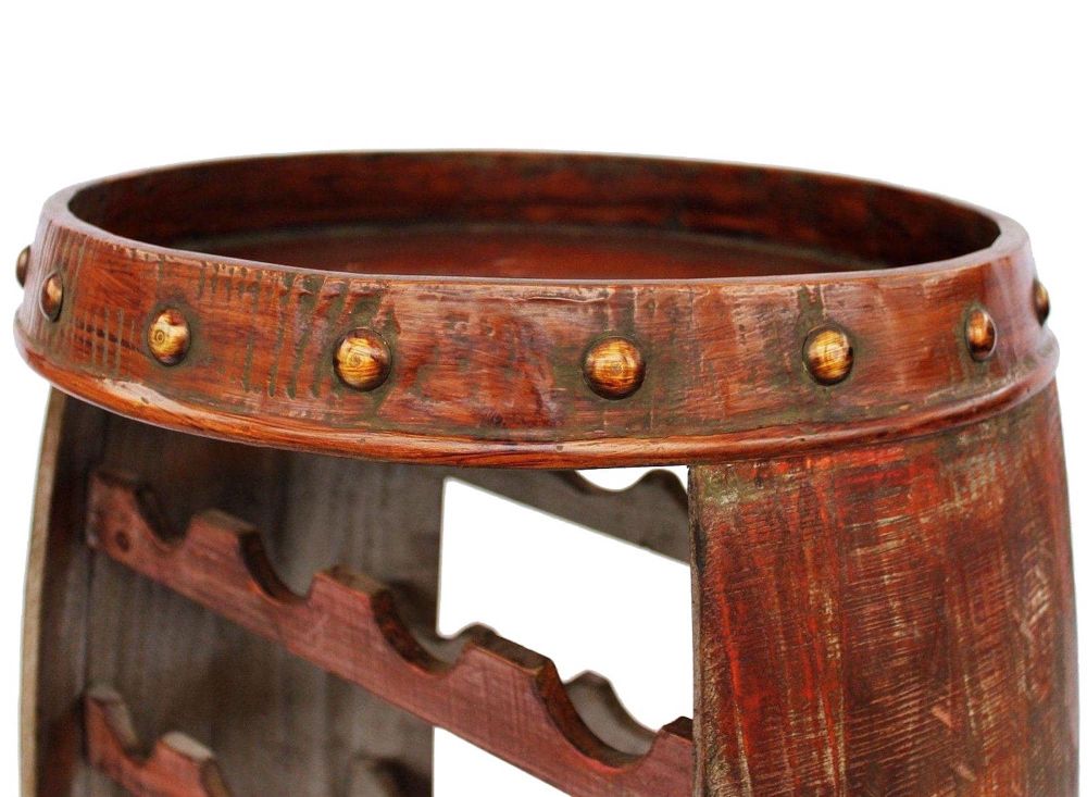 DanDiBo wine rack wood standing wine barrel 0370-R barrel 80 cm bottle rack bottle stand bottle holder brown bar wine bar