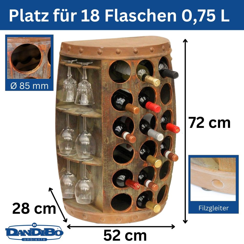 DanDiBo wine rack wood standing rustic wine barrel bottle rack 1486 side table cabinet barrel wine bar