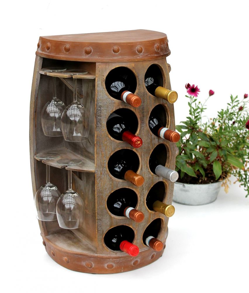 Wine rack Wine barrel 1547 Side table Cabinet Barrel made of wood 65 cm Wine bar Bar