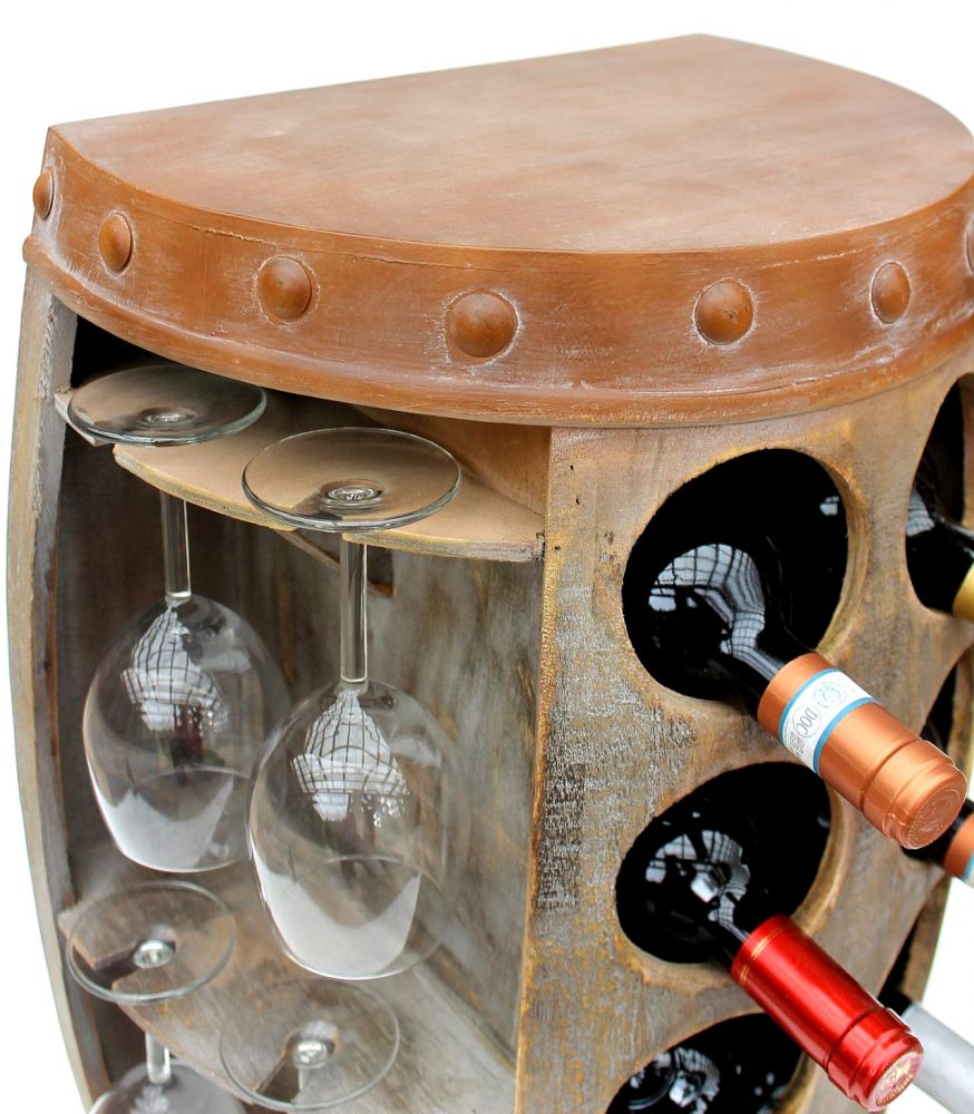 Wine rack Wine barrel 1547 Side table Cabinet Barrel made of wood 65 cm Wine bar Bar