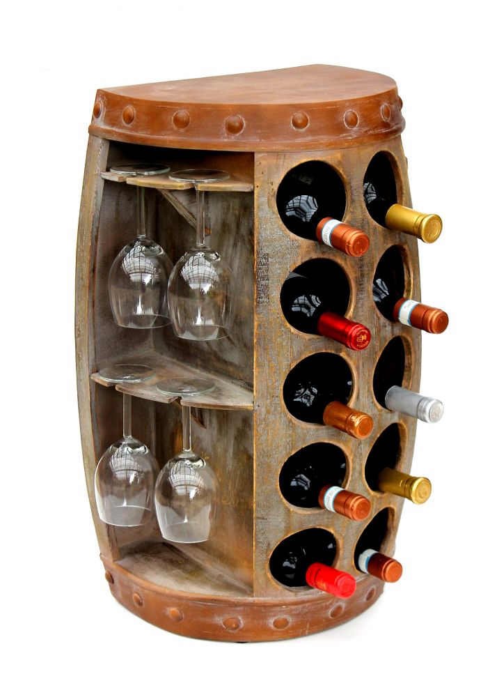 Wine rack Wine barrel 1547 Side table Cabinet Barrel made of wood 65 cm Wine bar Bar