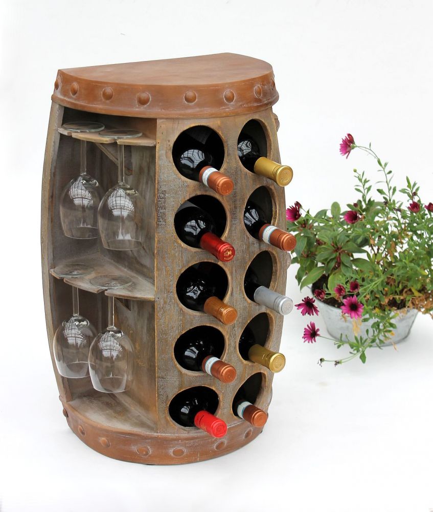 Wine rack Wine barrel 1547 Side table Cabinet Barrel made of wood 65 cm Wine bar Bar