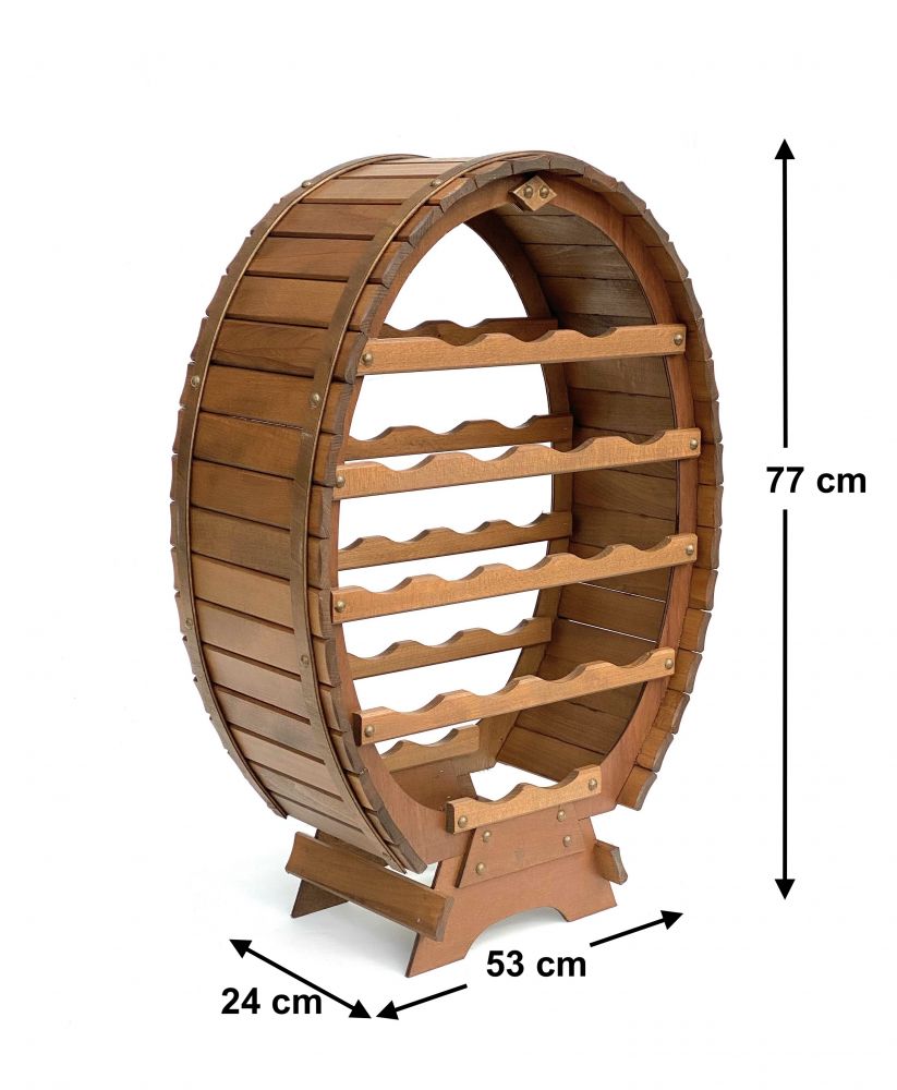 DanDiBo Weinregal Holz Stehend Weinfass 18 Flaschen Braun gebeizt Flaschenregal Flaschenhalter Fass