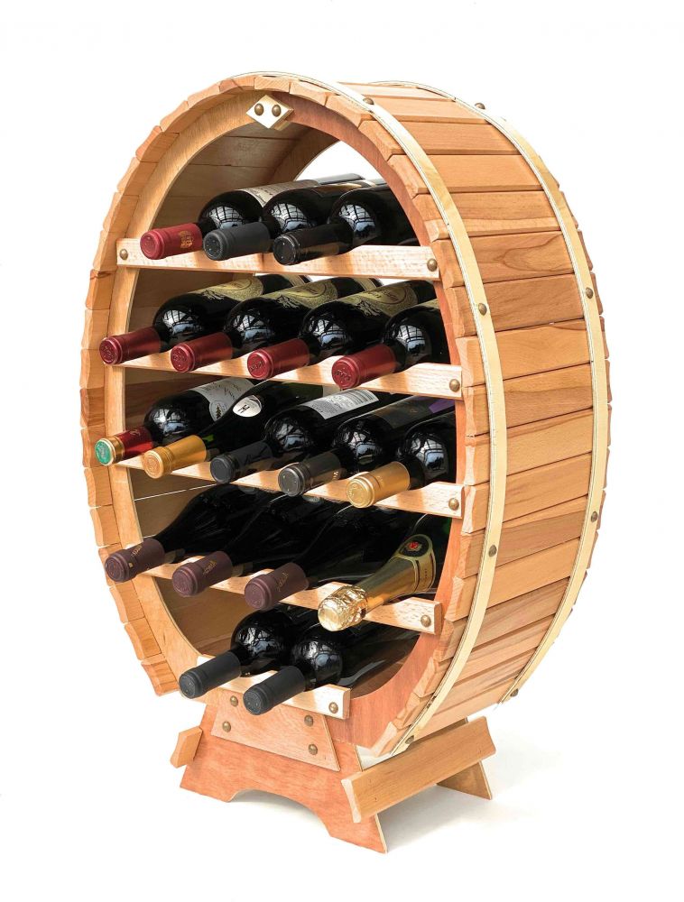 DanDiBo Weinregal Holz Stehend Weinfass 18 Flaschen Natur 77 cm Flaschenregal Flaschenhalter Fass