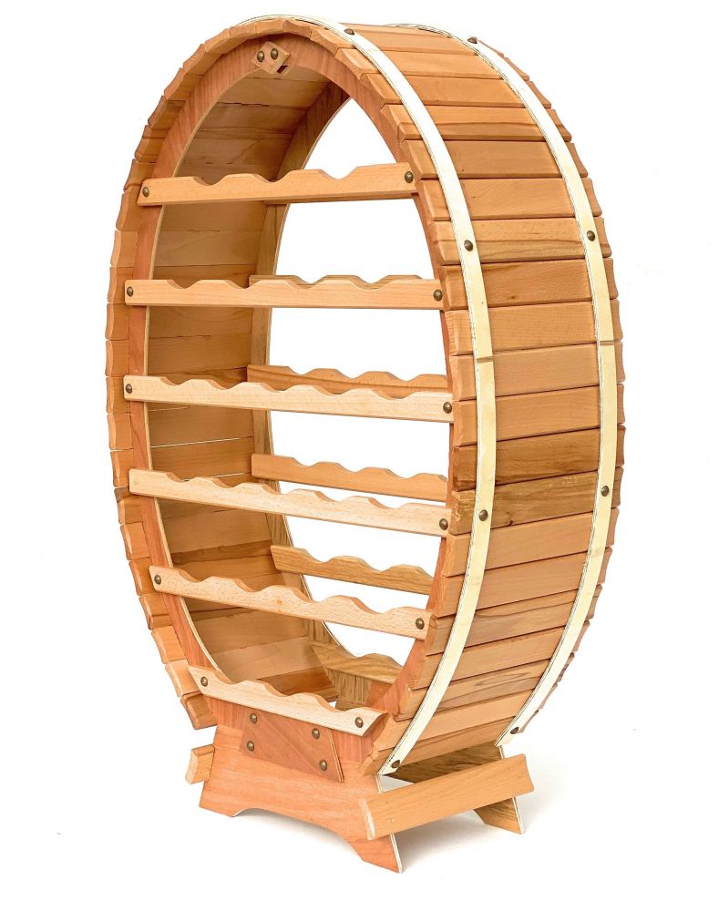 DanDiBo Weinregal Holz Stehend Weinfass 24 Flaschen Natur lackiert Wandregal Flaschenregal Flaschenhalter Fass