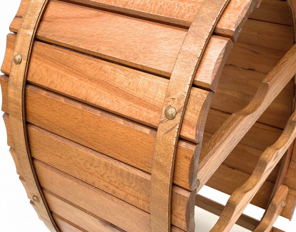 DanDiBo Weinregal Holz Stehend Weinfass 6 Flaschen Braun gebeizt Flaschenregal Flaschenhalter Fass