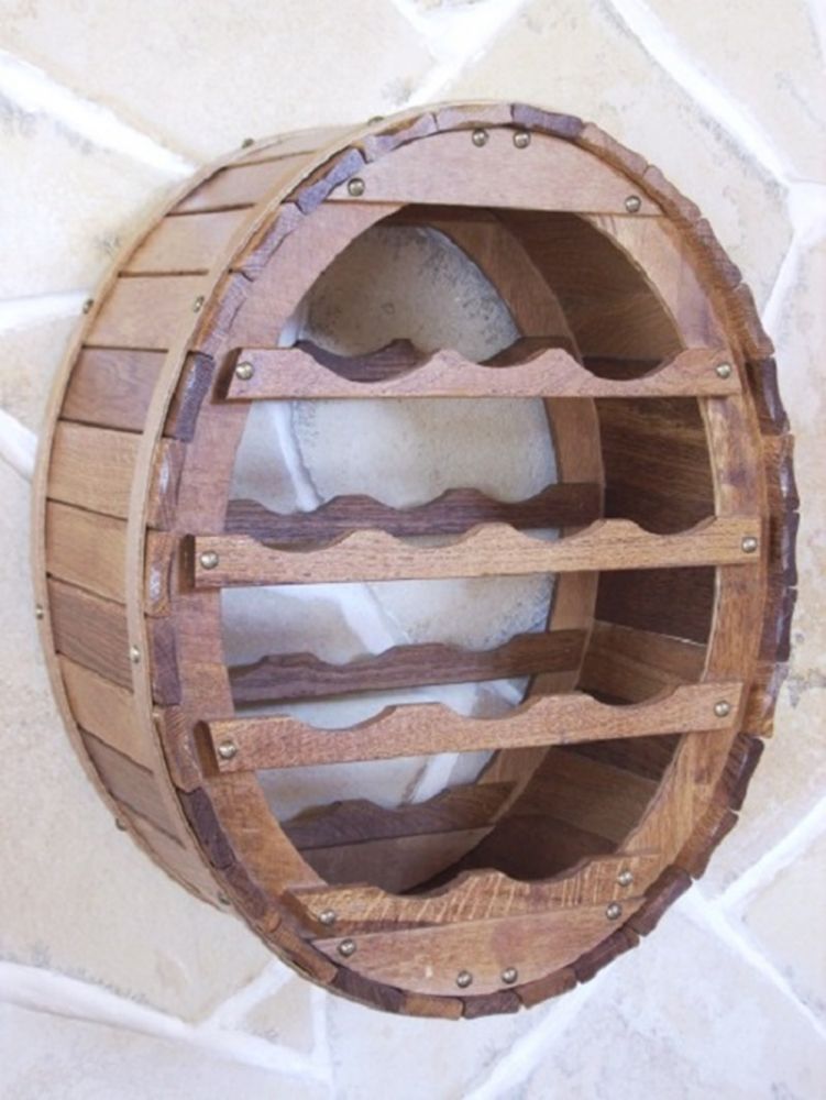 DanDiBo Weinregal Holz Wand Weinfass für 12 Flaschen Braun gebeizt Flaschenständer für die Wandmontage Wandregal zum aufhängen Flaschenregal