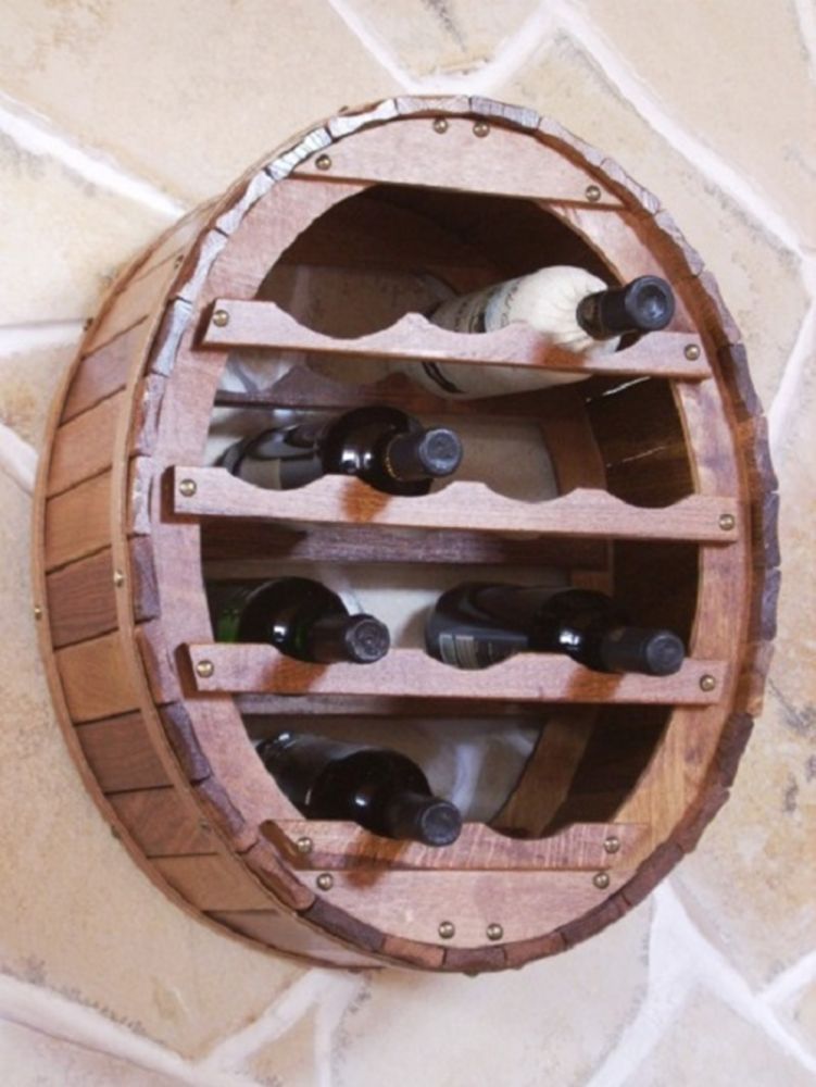 DanDiBo Weinregal Holz Wand Weinfass für 12 Flaschen Braun gebeizt Flaschenständer für die Wandmontage Wandregal zum aufhängen Flaschenregal