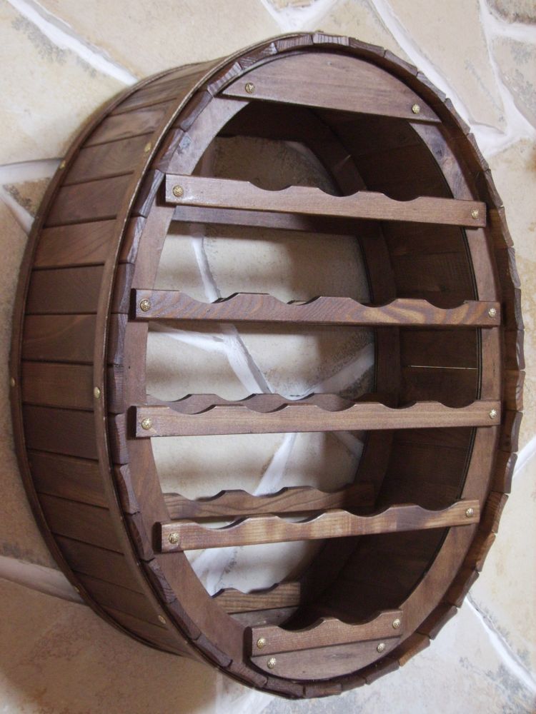 DanDiBo Weinregal Holz Wand Weinfass für 18 Flaschen Braun für die Wandmontage Wandregal zum aufhängen Flaschenregal