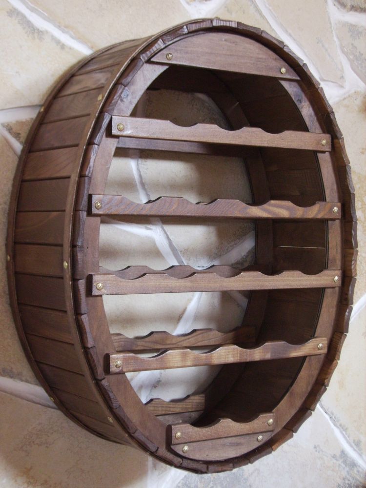 DanDiBo Weinregal Holz Wand Weinfass für 18 Flaschen Braun für die Wandmontage Wandregal zum aufhängen Flaschenregal