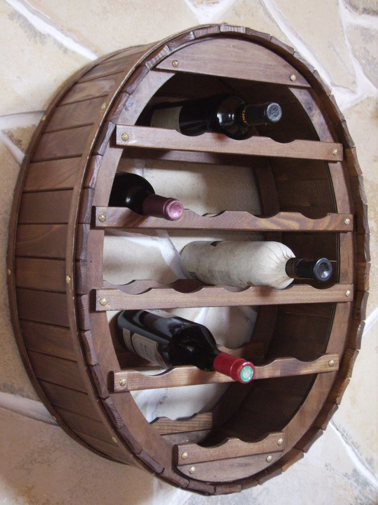 DanDiBo Weinregal Holz Wand Weinfass für 18 Flaschen Braun für die Wandmontage Wandregal zum aufhängen Flaschenregal