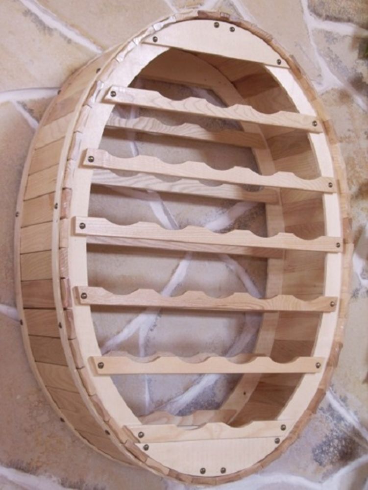 DanDiBo Weinregal Holz Wand Weinfass 24 Flaschen Natur Wandregal Flaschenregal Flaschenhalter Fass